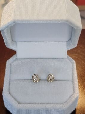 Classic 10k Yellow Gold Champagne Moissanite Stud Earrings